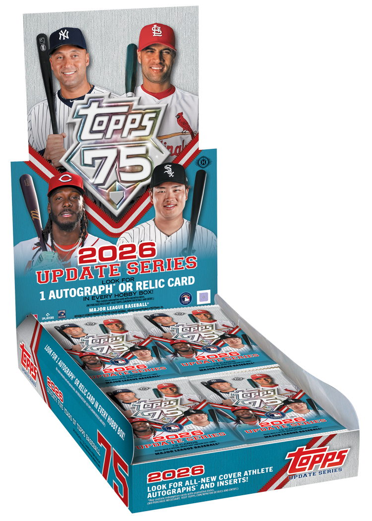 Official Topps product image of the 2026 Topps Update Series Baseball Hobby Box and packs.