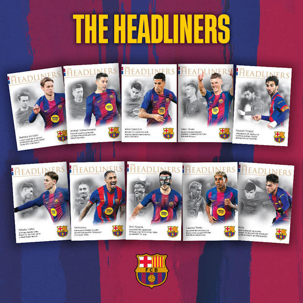 Futera FC Barcelona Headliners 2025-26 exact-release card preview grid