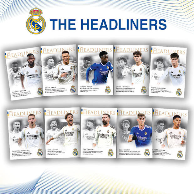 Futera Real Madrid Headliners 2025-26 exact-release card preview grid
