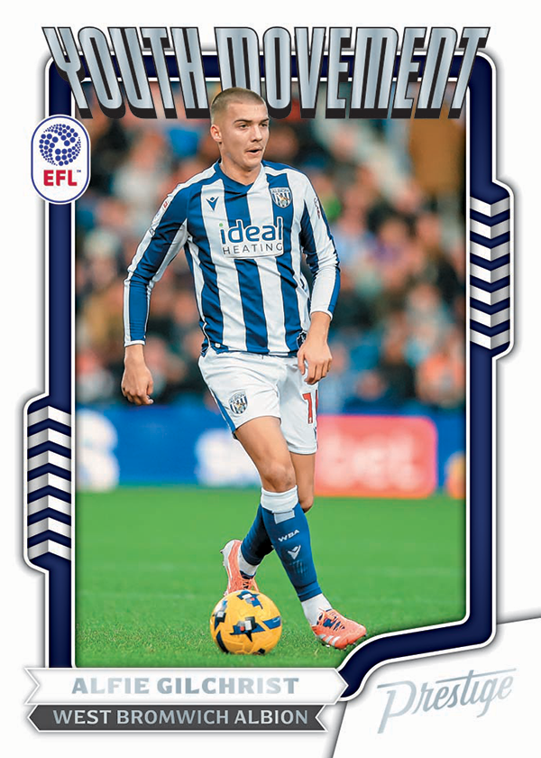 Alfie Gilchrist in West Bromwich Albion stripes inside the navy-framed Youth Movement design.