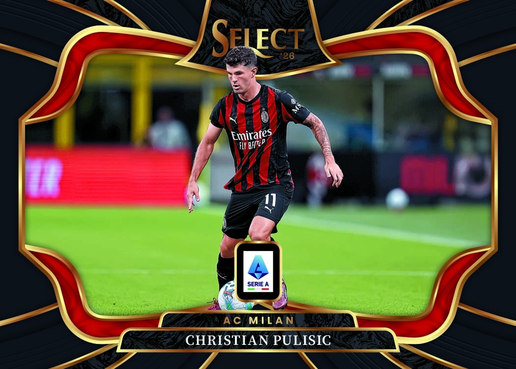 Christian Pulisic playing for Milan on a horizontal black, red and gold Field Level card.
