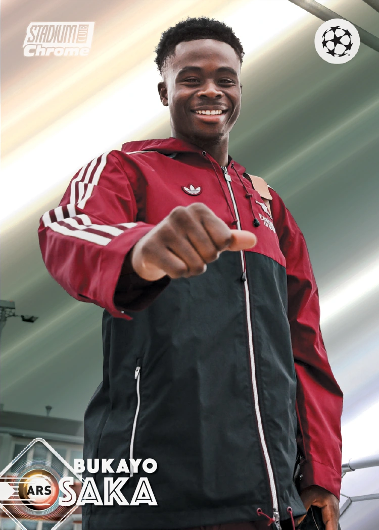 Bukayo Saka’s candid Stadium Club Chrome UCL preview.