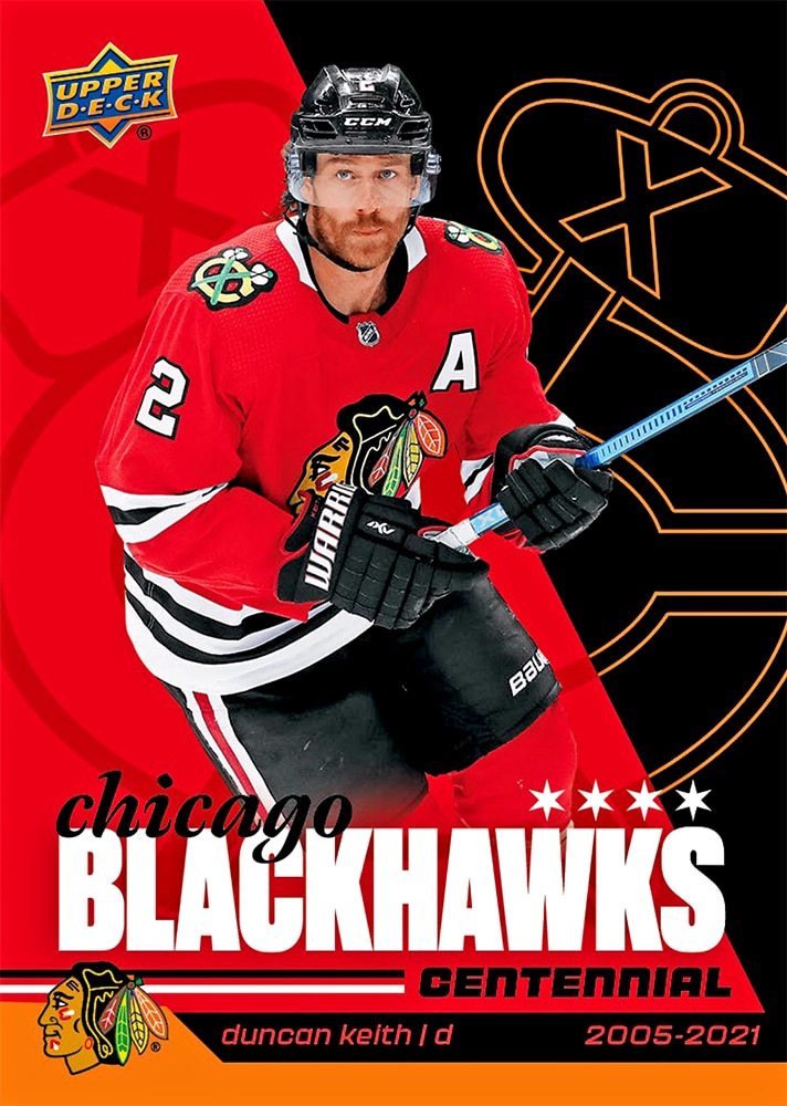 Duncan Keith High Decibel preview with orange accents around a red-and-black base design.