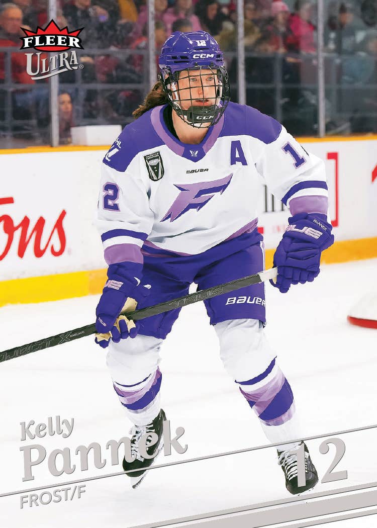 Kelly Pannek in a purple-and-white Minnesota uniform on the photographic Fleer Ultra base design.