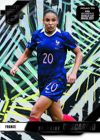 Delphine Cascarino in France blue with the angular Razzle Dazzle background.