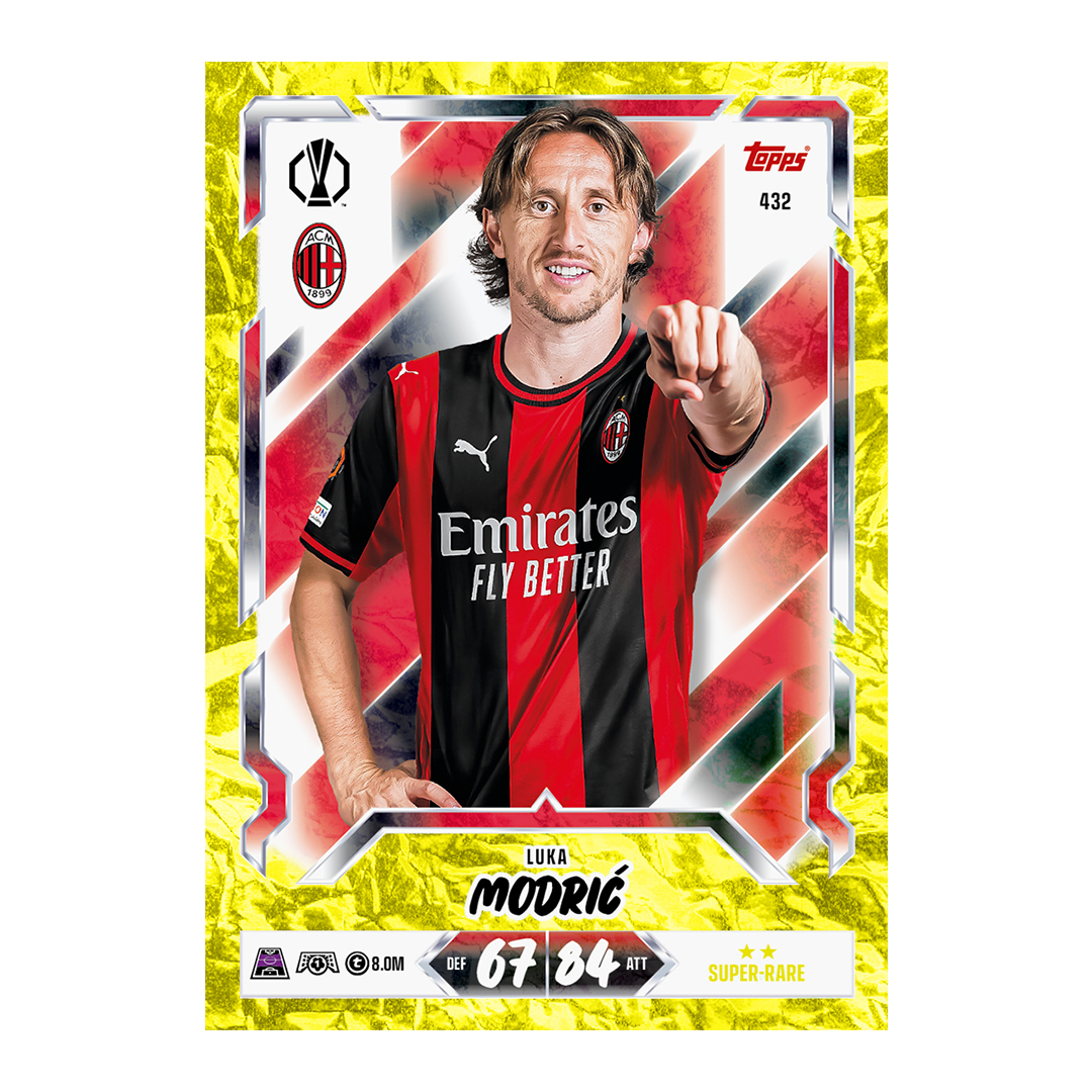 Luka Modrić number 432, with yellow border and two-star Super-Rare designation.