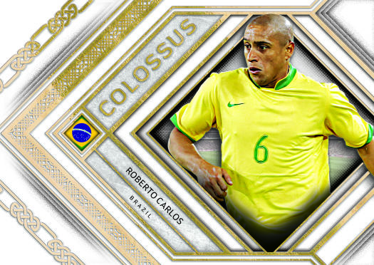 Roberto Carlos Colossus preview with a tilted rectangular portrait showing his yellow Brazil shirt.