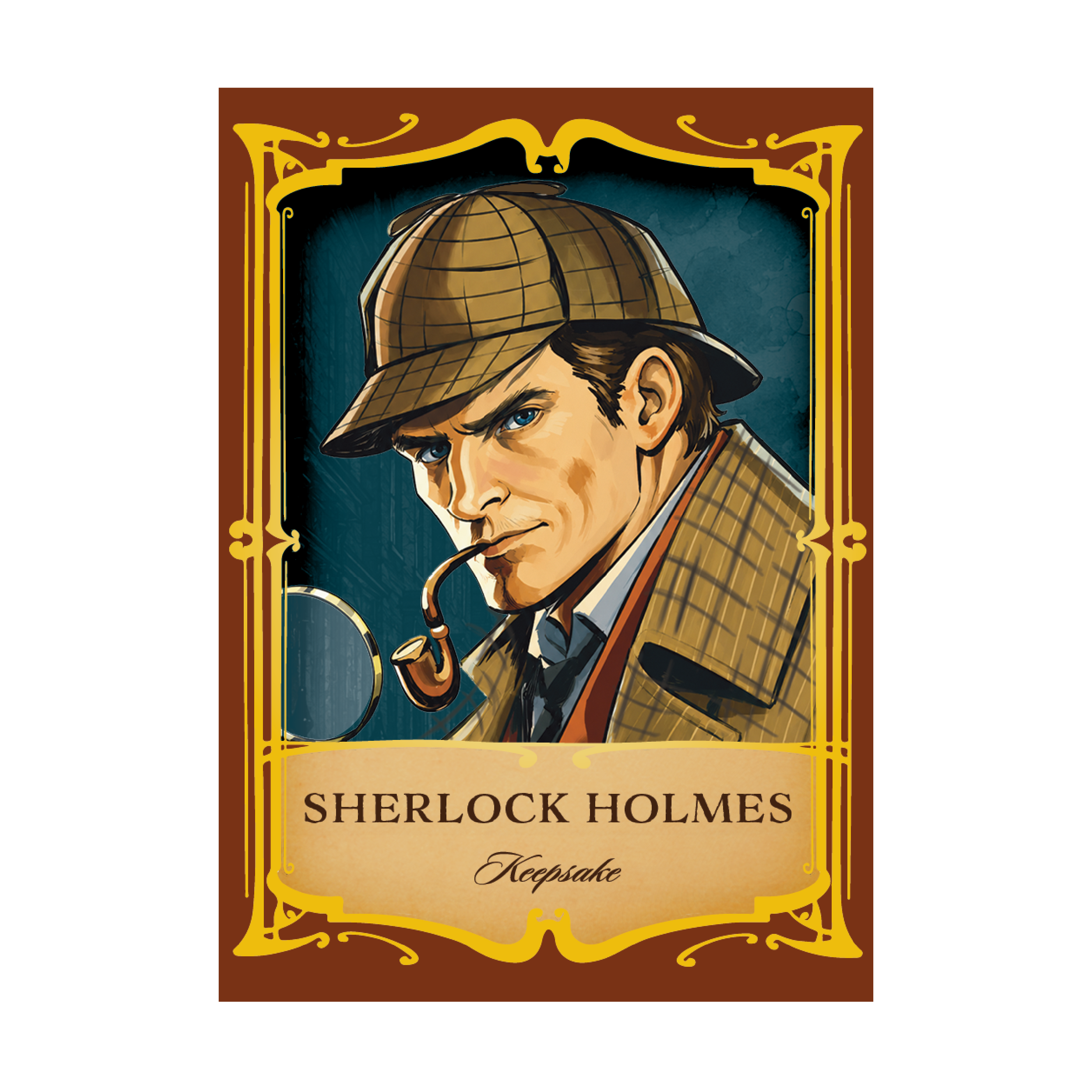 Sherlock Holmes illustrated portrait card preview