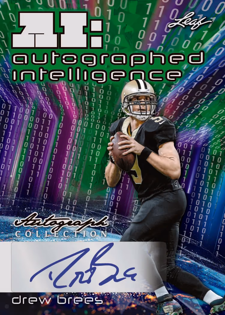 Drew Brees Autographed Intelligence autograph preview from 2026 Leaf Autograph Collection Football.