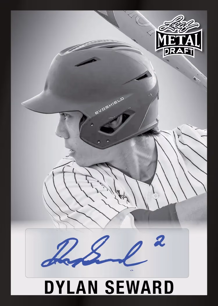 Dylan Seward autograph preview from 2026 Leaf Metal Draft Edition Baseball.