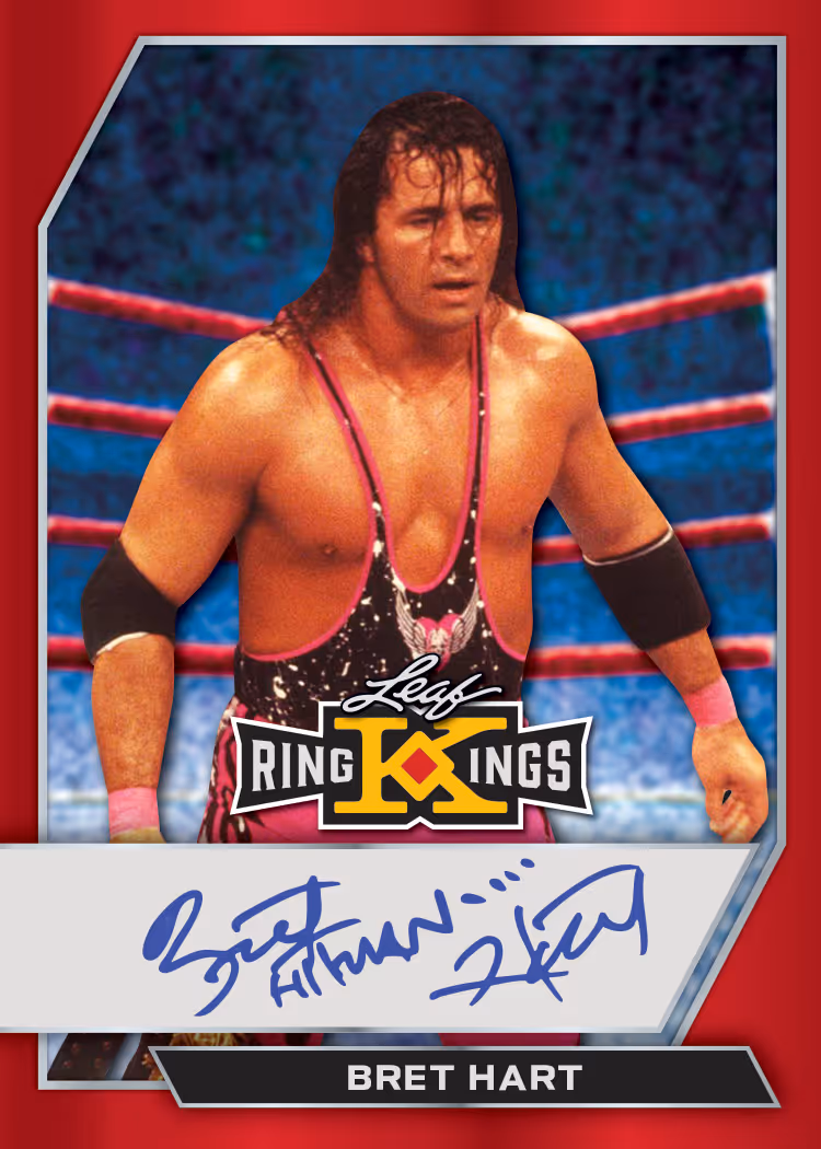 Bret Hart autograph preview from 2026 Leaf Metal Ring Kings.