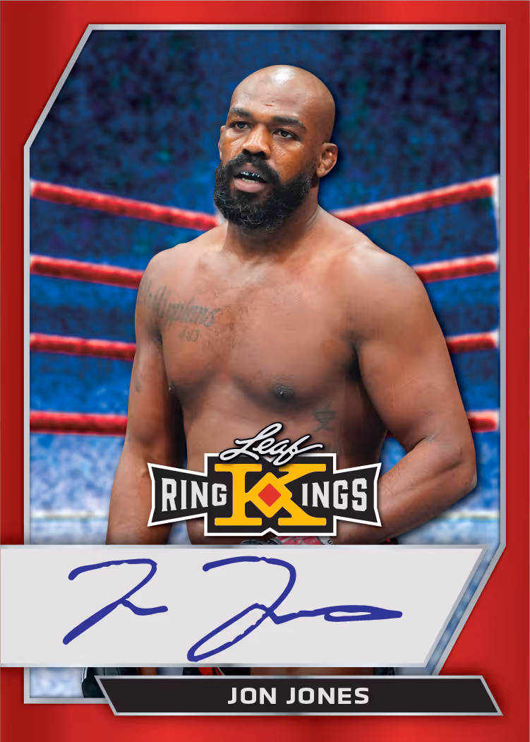 Jon Jones autograph preview from 2026 Leaf Metal Ring Kings.