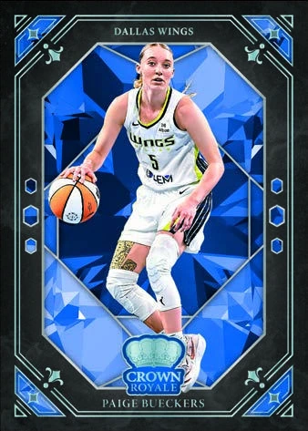 Paige Bueckers Crown Jewels preview with a faceted blue background.
