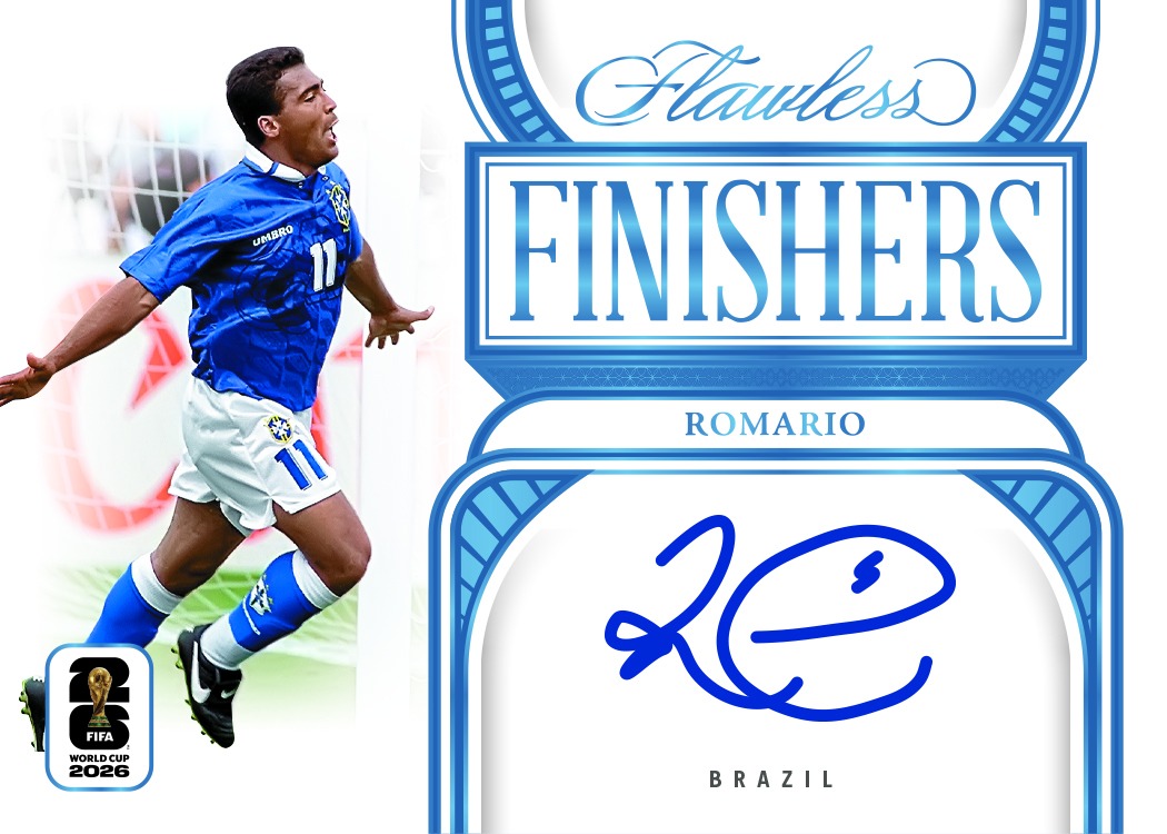 Romário celebrates in Brazil's blue shirt beside the signature area on Flawless Finishers Platinum.