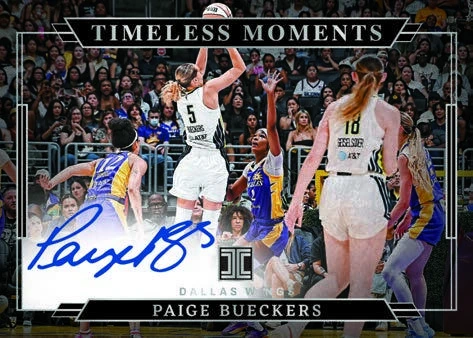 Paige Bueckers in the Timeless Moments Signatures Holo Silver manufacturer preview for 2026 Impeccable WNBA.