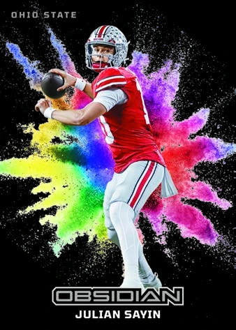 Julian Sayin’s Black Color Blast manufacturer preview in 2026 Panini Obsidian Football.