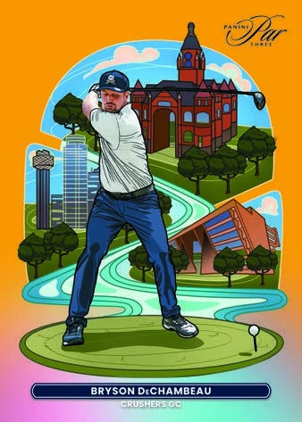 Bryson DeChambeau’s Downtown Gold preview with a colorful city scene.