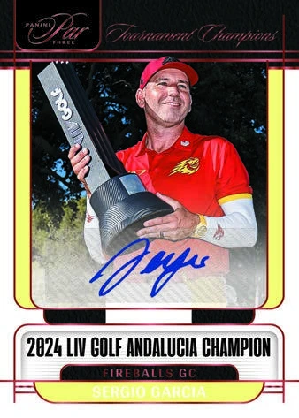 Sergio Garcia holding a trophy in his 2024 Andalucia LIV Tournament Champions Signatures Red preview.