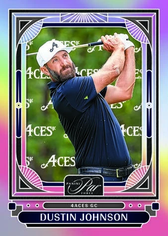 Dustin Johnson’s Base Team Logos preview with a repeated 4Aces background.