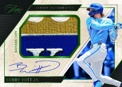 Bobby Witt Jr.’s Jersey Autographs Emerald preview with an expansive multicolored patch.