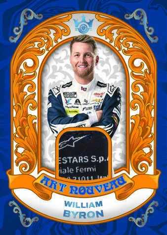 William Byron’s Art Nouveau Masterpiece preview with an ornate orange frame around a memorabilia window.