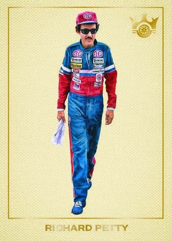 Richard Petty in blue and red racing attire against the pale background of his Blank Slate preview.