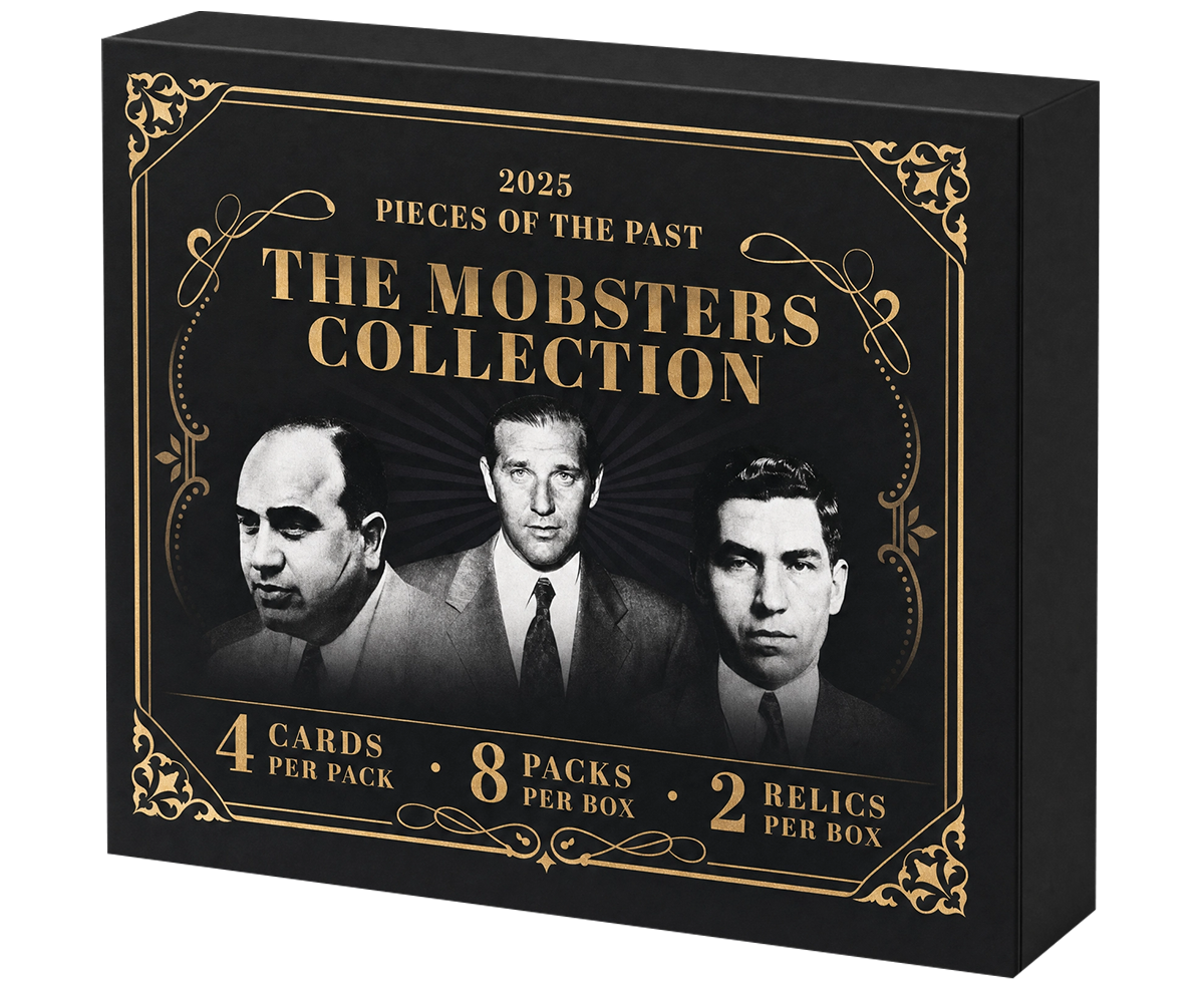 Pieces of the Past Mobsters Hobby box with eight packs and two relics