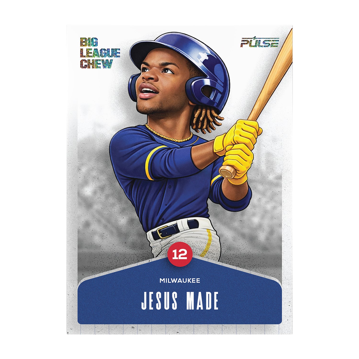 Pulse Big League Chew Jesús Made Game Face cartoon card preview