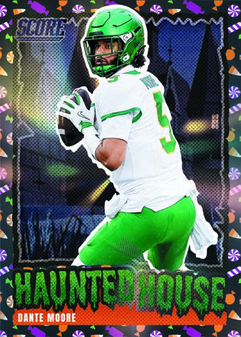 Dante Moore prepares to throw in an Oregon uniform on a Haunted House Holo Trick-or-Treat preview.