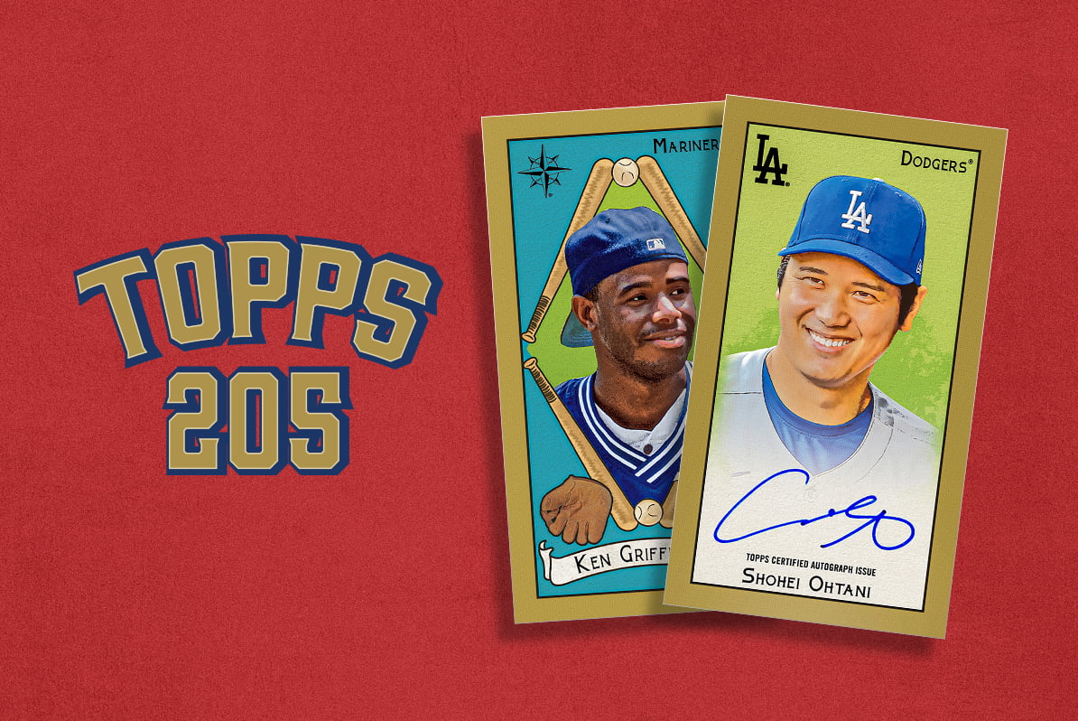 Shohei Ohtani and Ken Griffey Jr. in the official 2026 Topps T205 Baseball preview.