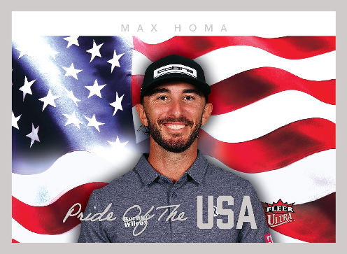 Max Homa smiling in front of an American flag on Pride of the USA.