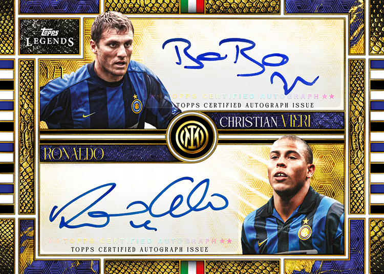 Christian Vieri and Ronaldo on the Topps Legends Inter Milan dual-autograph preview.